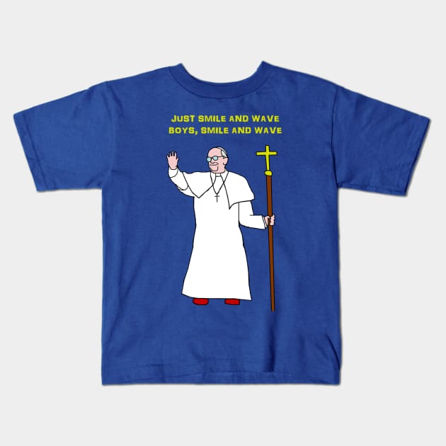 Pope smile and wave Kids T-Shirt by Ednathum